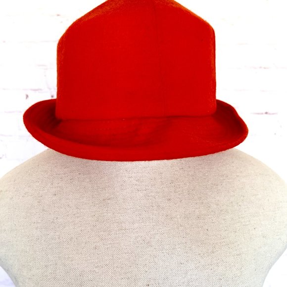70's Bright Orange Wool Hat - Happy Cappers Los Angeles, Calif - Picture 6 of 12